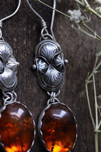 Load image into Gallery viewer, Amber stamped dangles