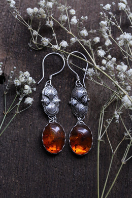 Amber stamped dangles