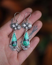 Load image into Gallery viewer, Emerald Rose dangles