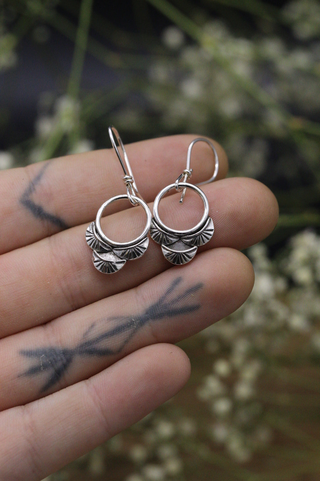 Silver Stamped Hoops MTO
